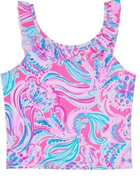 Lilly Pulitzer Girls Kinsey Tankini Top Size 7 Prosecco Pink Don't Be Jelly
